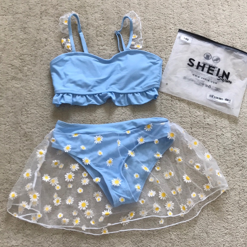 NWT girls flower two piece bathing suit